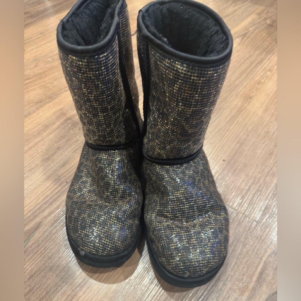 Black and Gold Foil Leopard Uggs